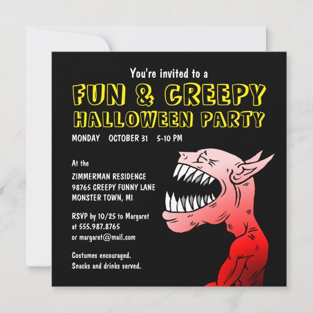 Inbjudan till roligt och kreepy Halloween fest (Framsida)