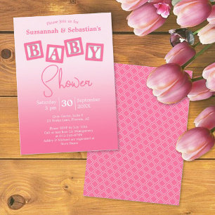 Inbjudan till roligt Rosa Ombre Flicka Blocks Show
