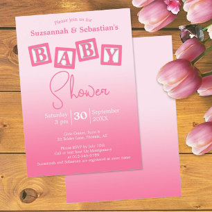Inbjudan till roligt Rosa Ombre Flicka Blocks Show