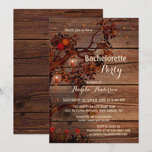 Inbjudan till Romantic Autumn Bachelorette-partiet (Fram/baksida)