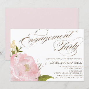 Inbjudan till Romantic Peony Flower Engagament Par