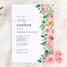 Inbjudan till Romantic Ro Flowers Baby Shower