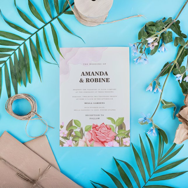 Inbjudan till romantisk Blommigt bröllop (Skapare uppladdad)