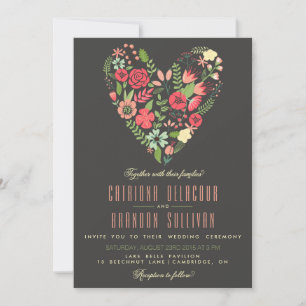 Inbjudan till romantisk Blommigt Heart Wedding