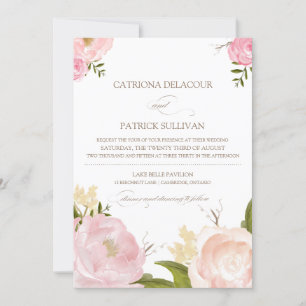 Inbjudan till Romantiska våningsblommor Bröllopsin