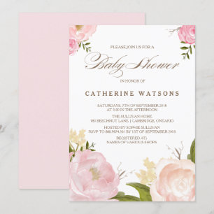 Inbjudan till Romantiska vattenfärgsblommor Babykl