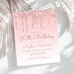 Inbjudan till Rosa 30års födelsedag i Glitter via<br><div class="desc">I inbjudan till trendig 30års födelsedag finns en glatt bakgrund av rosa faux drop gräns och rosa Mbre. Ord "30års födelsedag" och namn på hedersgästen visas i handskriftsskriptet avslappnad rosa,  med resten av anpassadet i rosa sans serif font. Samma rosa glitter drop-design visas på baksidan.</div>