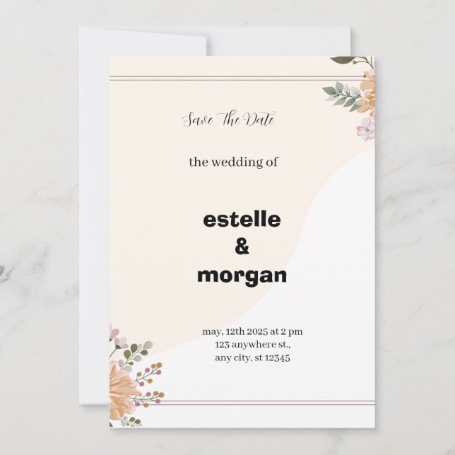 Inbjudan till rosa Aesthetic Wedding (Framsida)