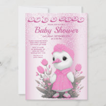 Inbjudan till rosa Anka Girl Baby Shower