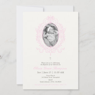 Inbjudan till rosa Anpassningsbar Photo Baptism