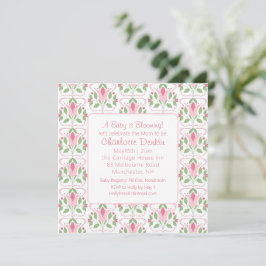 Inbjudan till rosa Art Deco Baby Shower