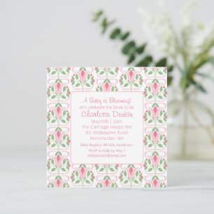Inbjudan till rosa Art Deco Baby Shower