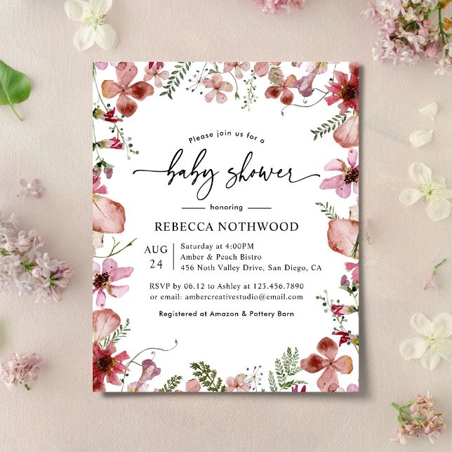 Inbjudan till Rosa av Elegant Red Baby Shower för  (Skapare uppladdad)