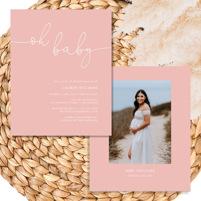 Inbjudan till Rosa av Flicka-fotovisning för budge (blush pink baby shower invitation
)