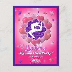 Inbjudan till Rosa av Gymnastics Födelsedagsfest