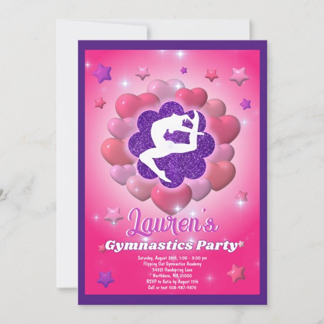 Inbjudan till Rosa av Gymnastics Födelsedagsfest   (Framsida)