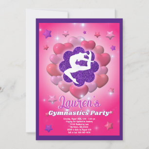 Inbjudan till Rosa av Gymnastics Födelsedagsfest  