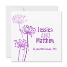 Inbjudan till rosa av lila-bröllop i Chervil moder