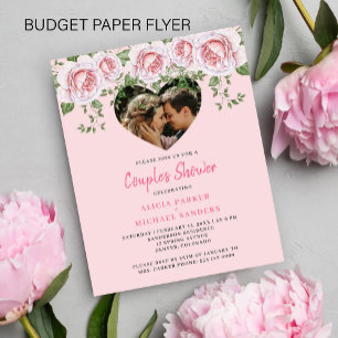 Inbjudan till rosa av par-dusch för budgetfotohjär flygblad