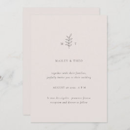 Inbjudan till Rosa av svart bröllop med minimalist