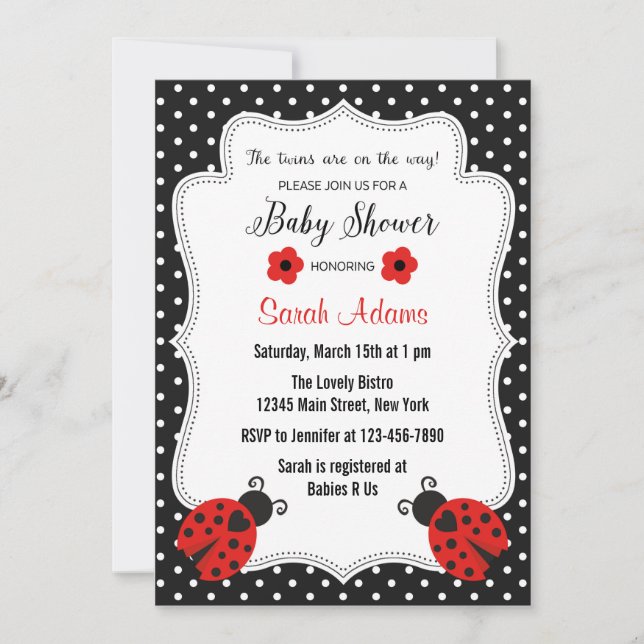 Inbjudan till Rosa av Twin Girls Baby Shower (Framsida)