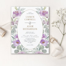 Inbjudan till Rosa av vattenfärgsbröllop i Blommig