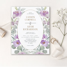 Inbjudan till Rosa av vattenfärgsbröllop i Blommig