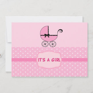 Inbjudan till rosa Baby Barnvagn Shower