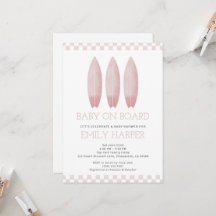 Inbjudan till rosa Baby på babyskor ombord