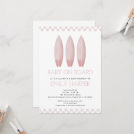 Inbjudan till rosa Baby på babyskor ombord