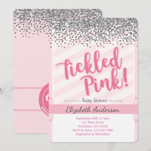 Inbjudan till Rosa Baby Shower (Fram/baksida)