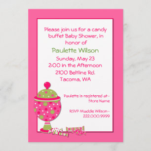 Inbjudan till Rosa Baby Shower Candy Buffet