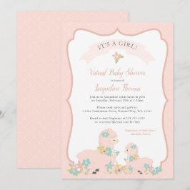 Inbjudan till Rosa Baby Shower för flicka Llama