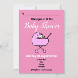 Inbjudan till Rosa Baby Shower för flickor