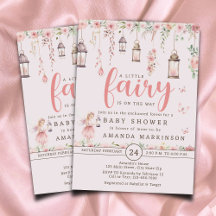 Inbjudan till Rosa Baby Shower Little Fairy