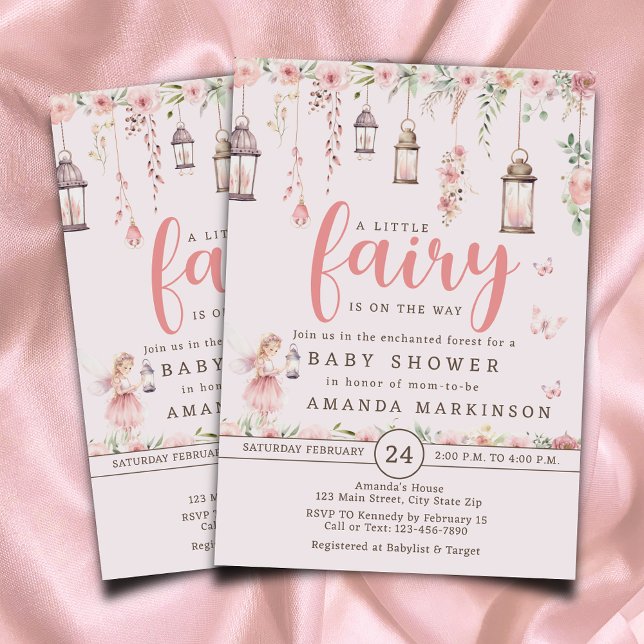 Inbjudan till Rosa Baby Shower Little Fairy (Skapare uppladdad)