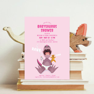 Inbjudan till rosa Baby Shower med Babysaurus T-re