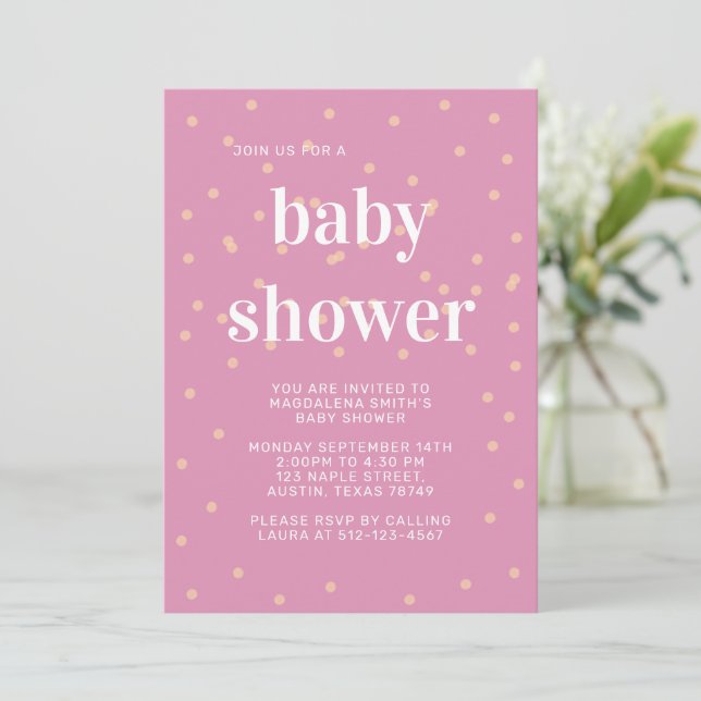 Inbjudan till rosa babyvisningsprogram (Stående Fram)