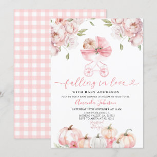 Inbjudan till rosa Barnvagn Fall Baby Shower
