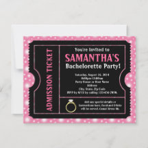 Inbjudan till rosa/Black Bachelorette Party Biljet