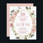 Inbjudan till Rosa Blommigt 30års födelsedag<br><div class="desc">Söt dammiga rosa ros skapar en modern blommigt gräns på 30års födelsedag-partiets inbjudan. Rosa blommor dekorerar ett geometriskt ram. Det här objektet är en del av samlingen Dusty Rosa ros. Den innehåller de DIY-mallar som du kan använda för att skapa ett unikt inbjudningspaket. Du hittar även mallar för välkomsttecken och...</div>