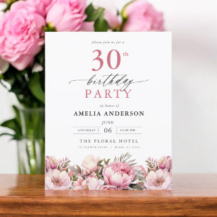 Inbjudan till Rosa Blommigt 30års födelsedag
