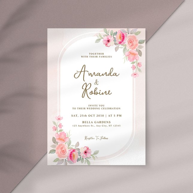 Inbjudan till  Rosa Blommigt Arch Wedding (Skapare uppladdad)