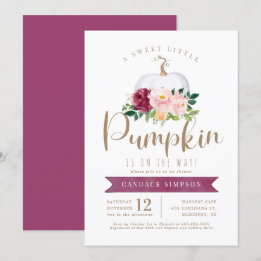 Inbjudan till rosa Blommigt Baby Shower