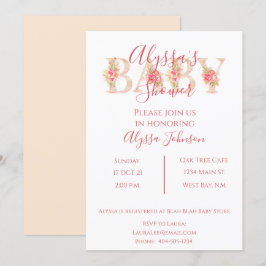 Inbjudan till rosa Blommigt Baby Shower