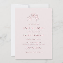 Inbjudan till rosa Blommigt Baby Shower