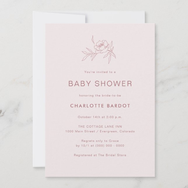 Inbjudan till rosa Blommigt Baby Shower (Framsida)