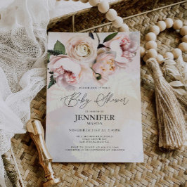 Inbjudan till  Rosa Blommigt Baby Shower