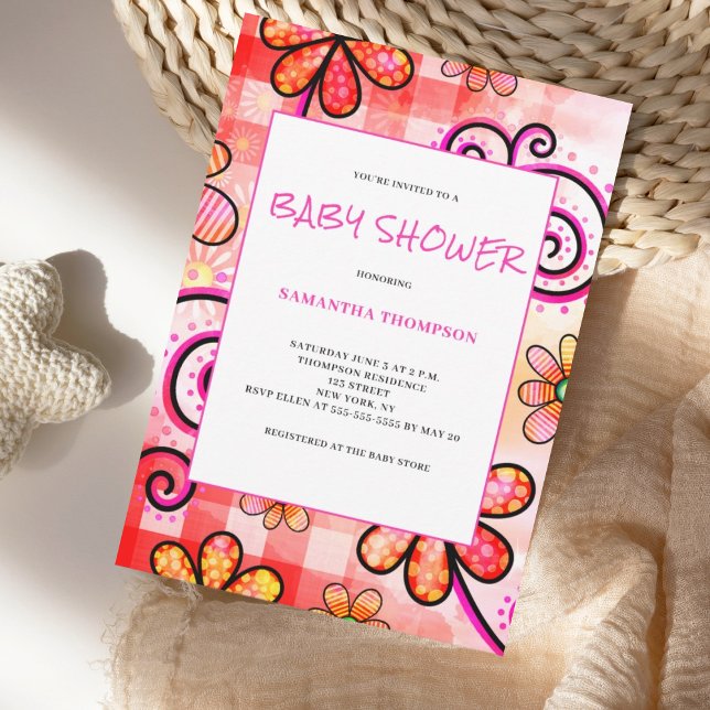 Inbjudan till rosa Blommigt Baby Shower (Skapare uppladdad)