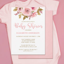 Inbjudan till Rosa Blommigt Baby Shower